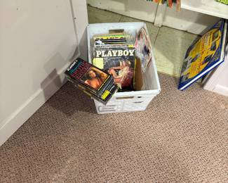 Playboy magazines  vhs and a. Closet full of games 