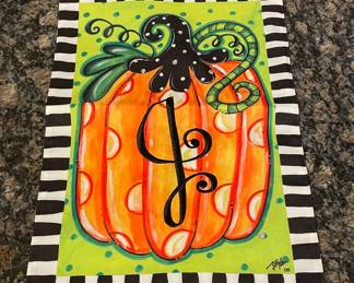  "J" PUMPKIN MINI GARDEN FLAG