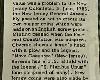 SMALL FRAMED/MATTED PRINT WITH NEW JERSEY CENT