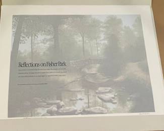 "REFLECTIONS ON FISHER PARK"  REMARQUE PRINT by WARD NICHOLS, SIGNED/NUMBERED 9/25