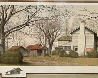 FRAMED/MATTED “QUIET SUNDAY” by WARD NICHOLS, REMARQUE, SIGNED/NUMBERED  14/25