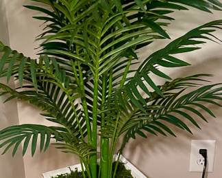 FAUX FOLIAGE IN TALL WHITE PLANTER