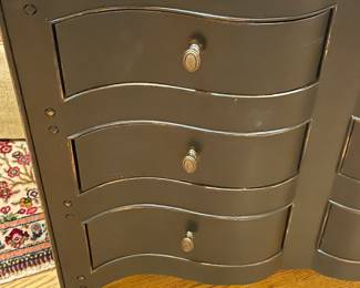 6-DRAWER BLACK, DISTRESSED CHEST BY THOMASVILLE