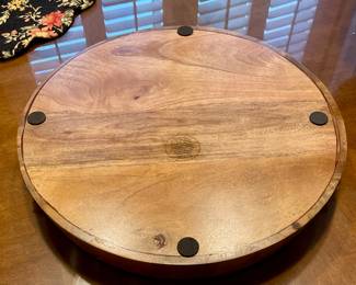 LARGE WOODEN TRAY W/IRON HANDLES