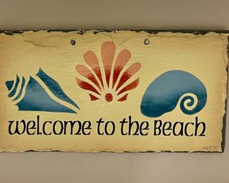 "WELCOME TO THE BEACH" WALL ART ON SLATE