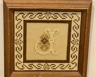 FRAMED INTRICATE CROSS-STITCH/NEEDLE WORK