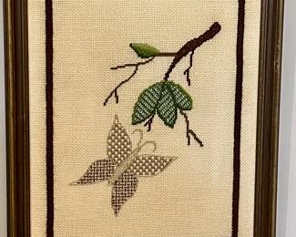 FRAMED INTRICATE CROSS-STITCH/NEEDLE WORK
