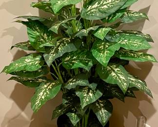 LARGE FAUX FOLIAGE IN METAL VASE