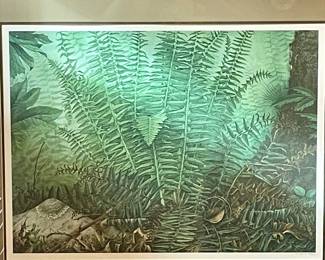 VINTAGE (1979)( MANABU SAITO PRINT "CHRISTMAS FERN", (SIGNED/NUMBERED)  114/750