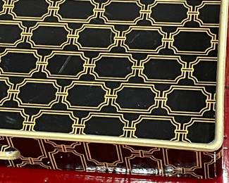 LARGE, SQUARE ENAMELED DECORATIVE TRAY