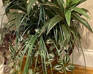 FAUX PLANTS IN METAL URN