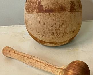 WOODEN MORTAR & PESTLE