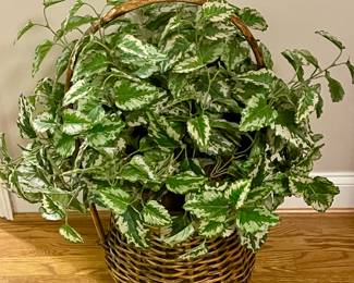 FAUX FOLIAGE IN WICKER BASKET