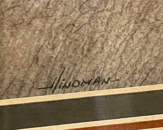 FRAMED/MATTED FARM BY HINDMAN (SIGNED)