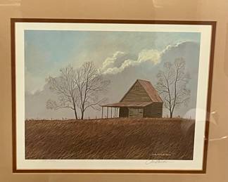 FRAMED/MATTED -BARN- BY JIM HARRISON (SIGNED/NUMBERED)  1083/1500
