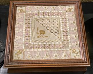 BEADED CROSS-STITCH/NEEDLEPOINT WEDDING KEEPSAKE BOX