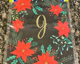 *NEW*    "J" POINSETTIA MINI GARDEN FLAG