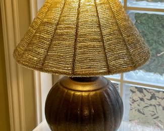 ORB LAMP WITH BEADED SHADE