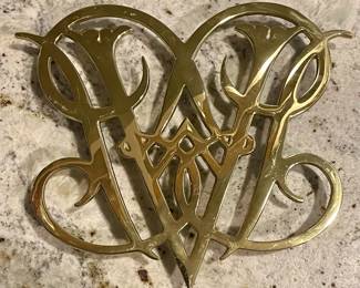 WILLIAMSBURG BRASS TRIVET -                               "QUEEN ANN CYPHER"