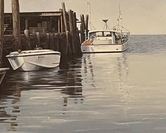 "HARBOR REFLECTIONS"  REMARQUE LITHOGRAPH by WARD NICHOLS, SIGNED/NUMBERED 9/25