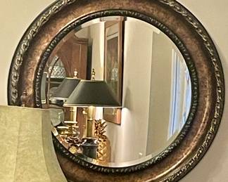 LARGE ROUND, DECORATIVE FOYER MIRROR