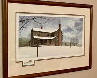 FRAMED/MATTED “SLEDDING TIME”  by WARD NICHOLS, REMARQUE, SIGNED/NUMBERED  9/25