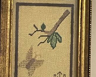 WALL MIRROR WITH CROSS-STITCH PANEL