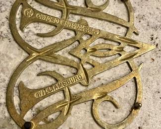 WILLIAMSBURG BRASS TRIVET -                               "QUEEN ANN CYPHER"
