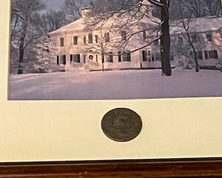 SMALL FRAMED/MATTED PRINT WITH NEW JERSEY CENT