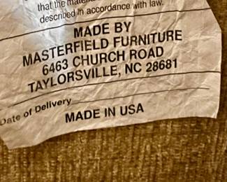 BEAUTIFUL, COMFY SOFA BY MASTERFIELD FURNITURE