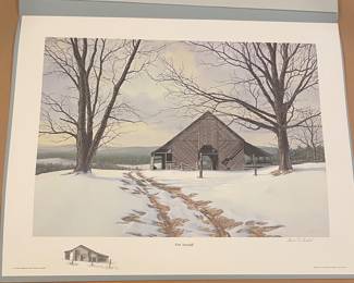 "FIRST SNOWFALL"  REMARQUE PRINT by WARD NICHOLS, SIGNED/NUMBERED 9/25