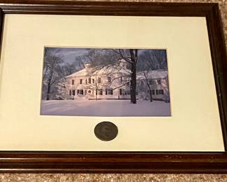 SMALL FRAMED/MATTED PRINT WITH NEW JERSEY CENT