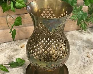 BRASS CANDLE VASE