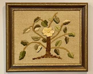 FRAMED INTRICATE CROSS-STITCH/NEEDLE WORK