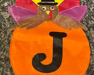  "J" PUMPKIN/TURKEY MINI GARDEN FLAG