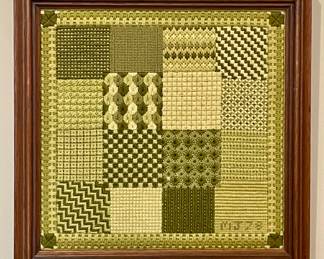 FRAMED INTRICATE CROSS-STITCH/NEEDLE WORK