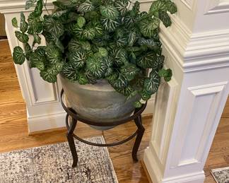 FAUX POTTED FOLIAGE ON WROUGHT IRON STAND