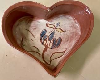 TERRACOTTA POTTERY HEART DISH