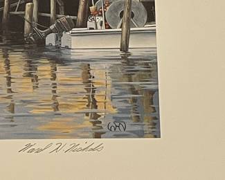 "HARBOR REFLECTIONS"  REMARQUE LITHOGRAPH by WARD NICHOLS, SIGNED/NUMBERED 9/25