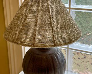 ORB LAMP WITH BEADED SHADE