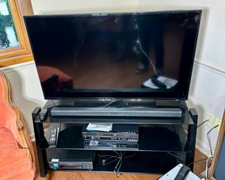 Samsung TV, DVD player, VHS player