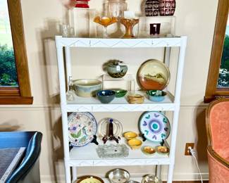 Depression glass cookie jar, Marquise Waterford, EAPG glass, Various pottery