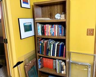 vintage yearbooks, coffee table books and bookcase