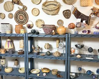 various woven, handmade, and native baskets