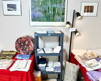 linens and framed art