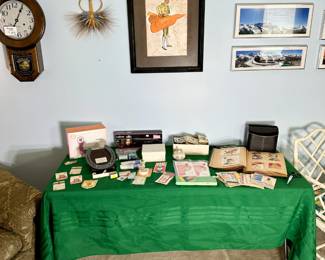 Regulator wall clock, Clarisonic smart profile set, Calor Optiliss hair straightener, Vintage cards, scrapbook, photos, vintage Boys Scouts of America certificates of registration 