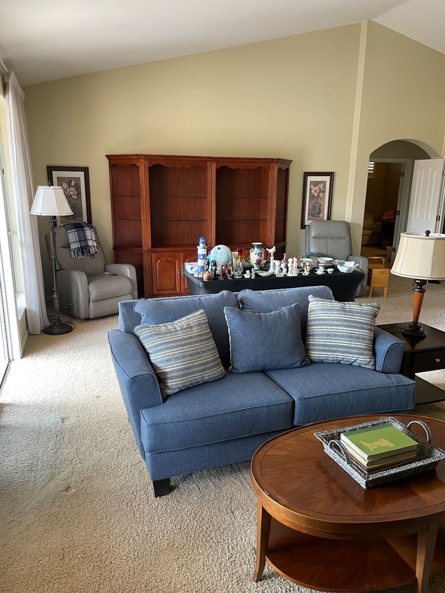 Living Spaces Loveseat - $150
Oval Coffee Table - $75
Large Display cabinet - $50
Gray Lazy Boy Recliners $100 Each