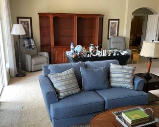 Living Spaces Loveseat - $150
Oval Coffee Table - $75
Large Display cabinet - $50
Gray Lazy Boy Recliners $100 Each