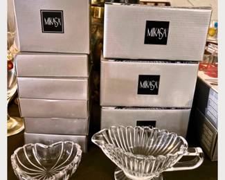 Vintage Mikasa brand genuine crystal dishes, never opened/used.