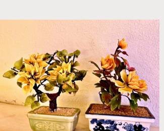 Vintage Asain handmade glass flowers